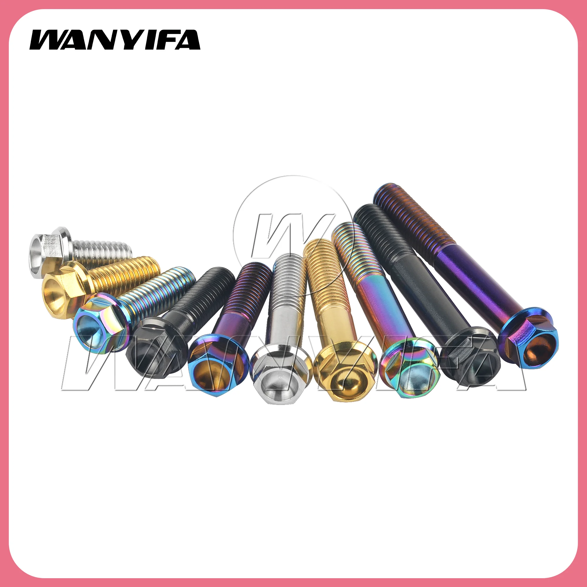 Wanyifa 10/20pcs Titanium Bolts M8x15/20/25/30/35/40/45 /50/55/60/65mm Small Flange Hex Head Screw for Motorcycle Car Disc Brake