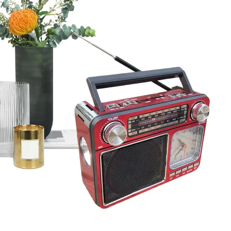 

Портативное FM-радио, беспроводной динамик, коротковолновая портативная радиостанция, лампа для чтения, работающая от батареи, с дисплеем времени, USB-MP3-плеер
