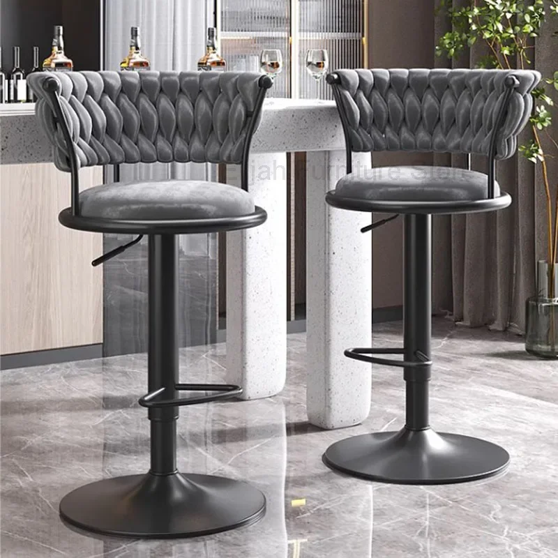 Elegante Lounge Bar Stool, cadeira minimalista, alta qualidade, giratória moderna, cadeira nórdica, ajustável, confortável, móveis Barkrukken