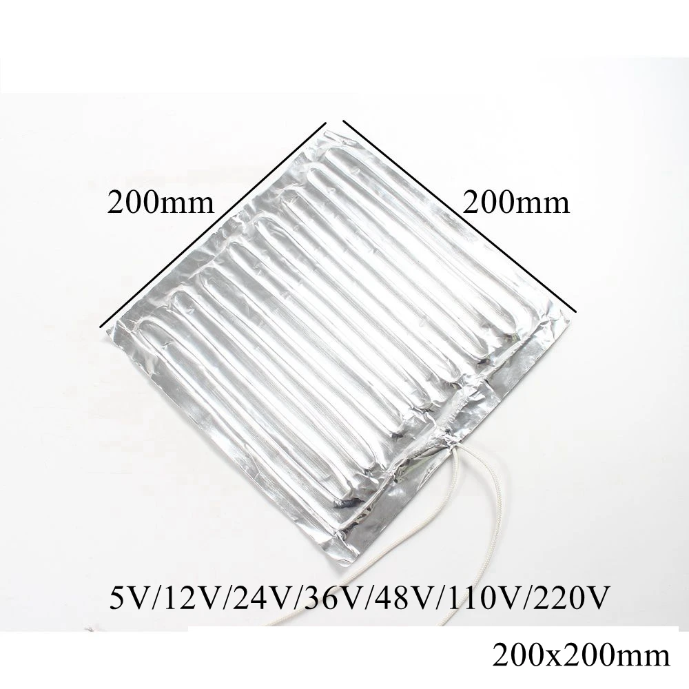 200x200mm 12V 24V 220V Aluminum Foil Heating Pad Mat Band Heater Sheet Plate Self Adhesive Flexible Waterproof 3D Printer Diesel