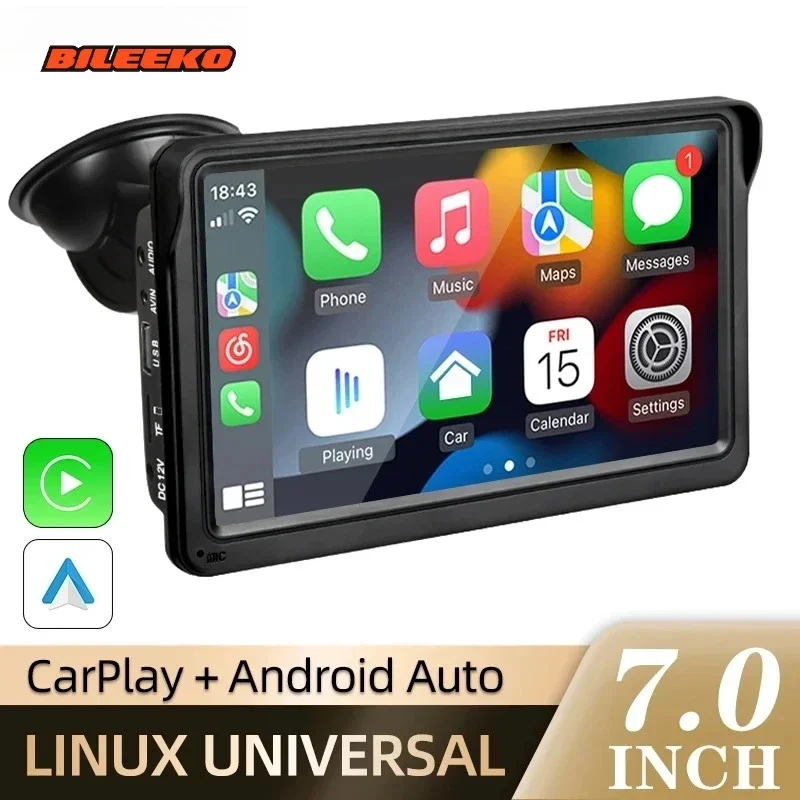 

Bileeko 7-inch Wireless CarPlay/Android Auto Car Radio - Multimedia Video Player, Portable Universal Touch Screen