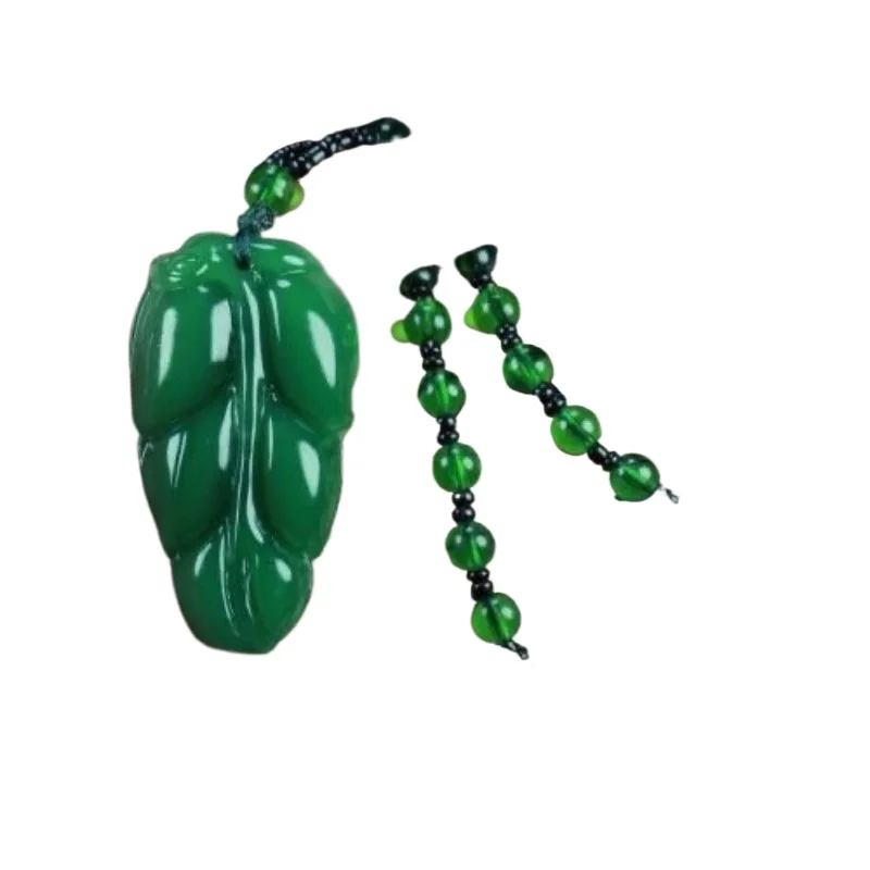 Green Leaf Pendant Men's and Women's Golden Branch Jade Leaf Pendant Women's