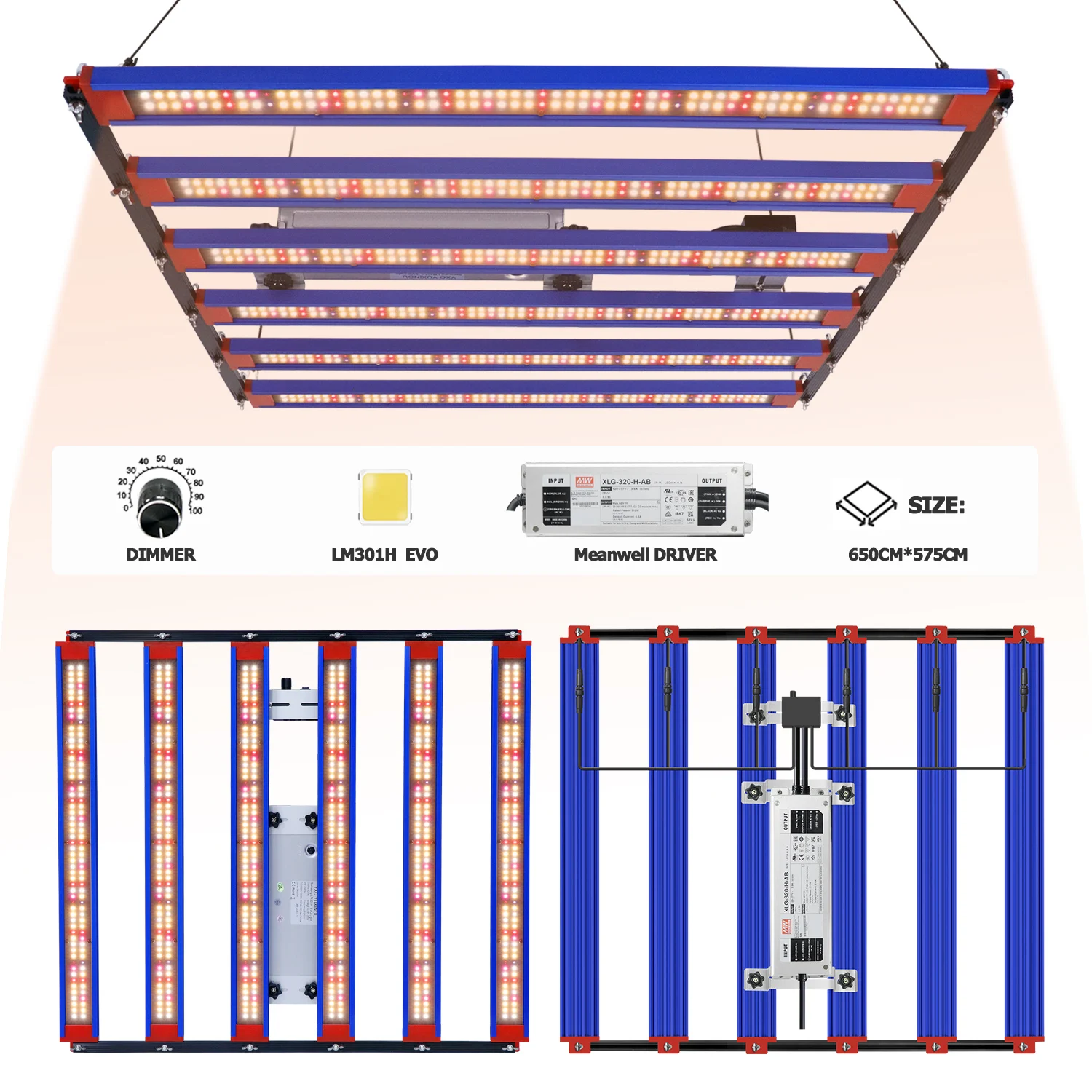 650 واط 1000 واط سام سونغ الكم LED تنمو ضوء LM301H EVO الطيف الكامل فيتو مصباح للدفيئة نباتات داخلية الشتلات تنمو زهرة