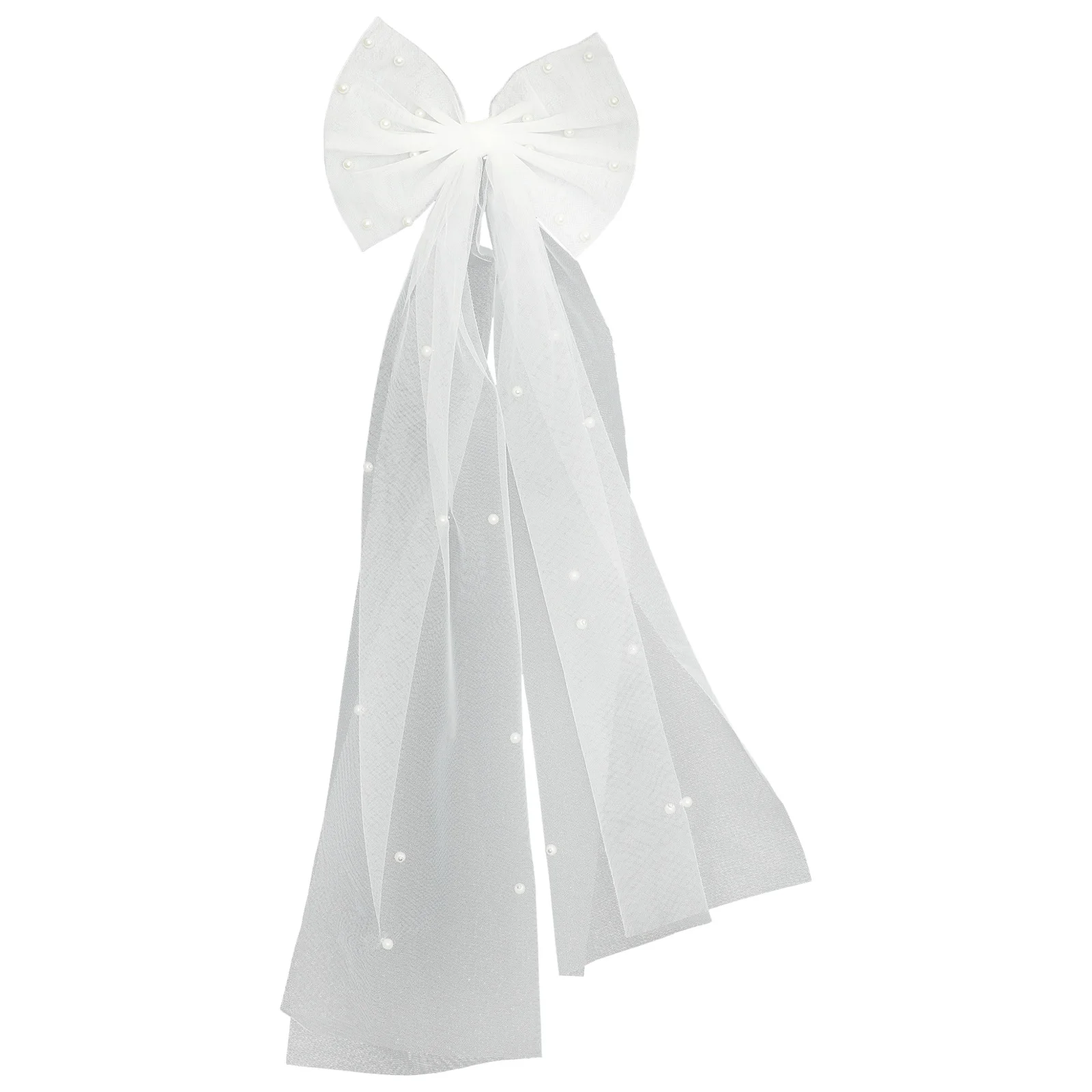 

Wedding Bride Veil Short Bow Bridal Veil Clip-on Lightweight for Bachelorette Bridal Shower Engagement Hair Accessory