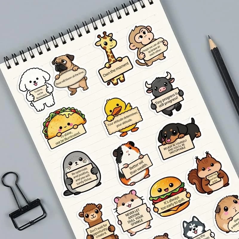  Removable Cartoon Animal Stickers 100Pcs Water Resistant PVC Craft Decorations