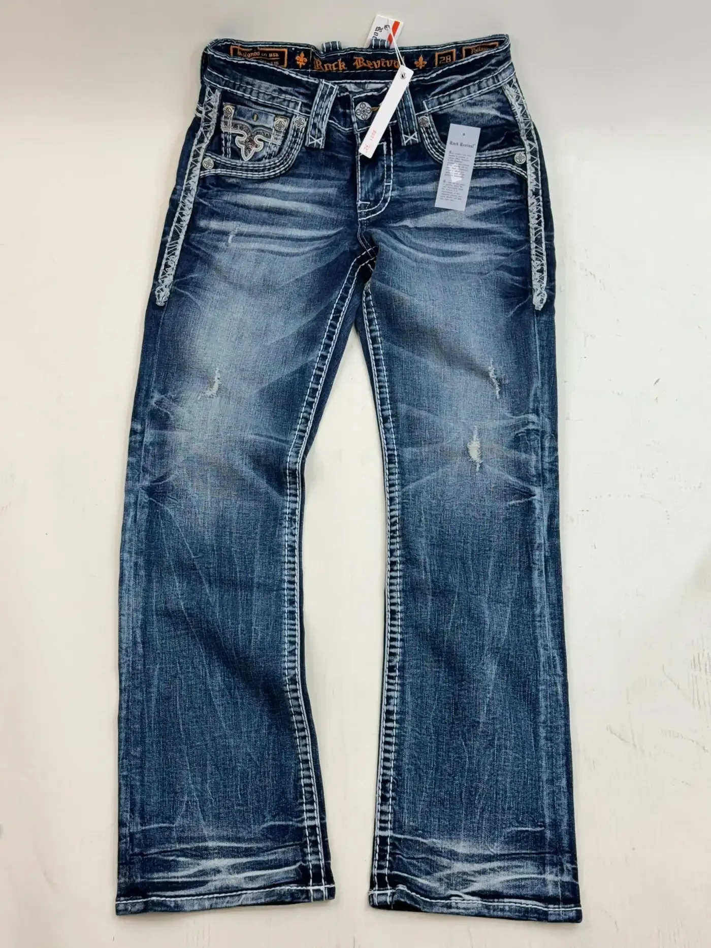 2023 Y2K Neue Revival Herren Jeans Laub Bootcut Frauen Gothic Blau Denim Stickerei Tasche Hip Hop Harajuku Breite Hosen Straße wea