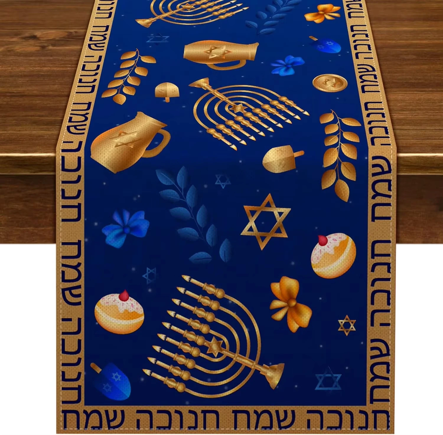2026 Happy Hanukkah Table Runner Hebrew Jewish Holiday Decor Chanukah Menorah Festival Holiday Party Kitchen Dining Home Decor