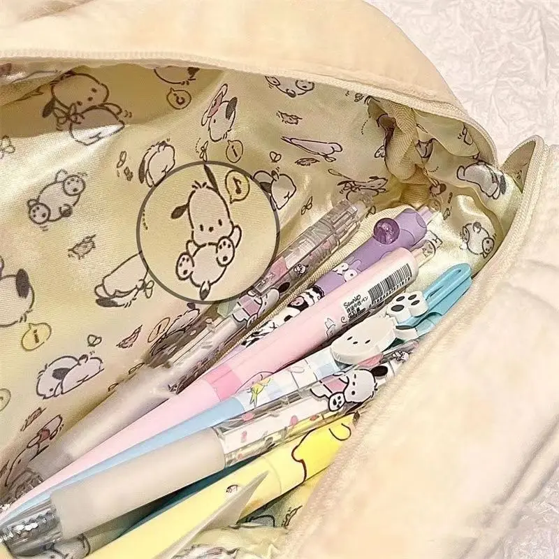 Cartoon Sanrio Pochacco Printed Pencil Bag Hello Kitty Pencil Case Cute My Melody Student Pencil Stationary Box Friend Gifts