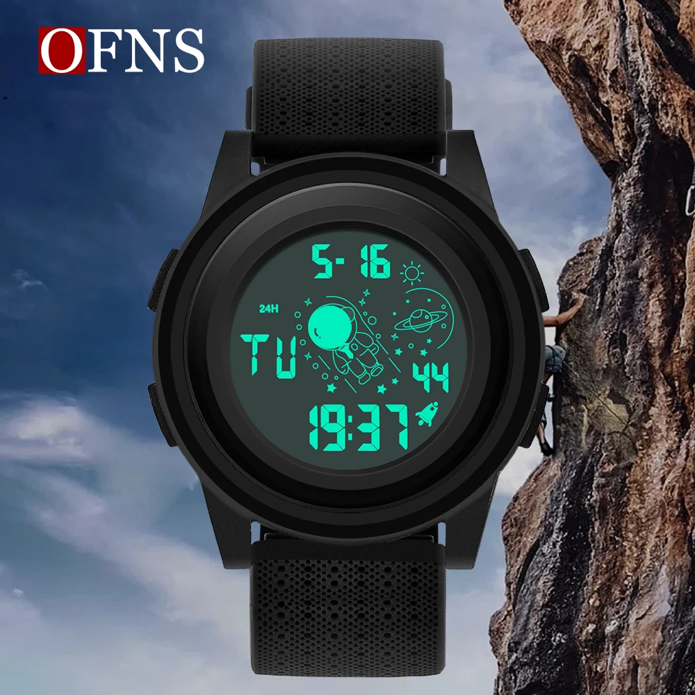 

OFNS 2153 Back light Display Countdown Digital Sport Watches Mens Waterproof Stopwatch Electronic Wristwatch montre homme