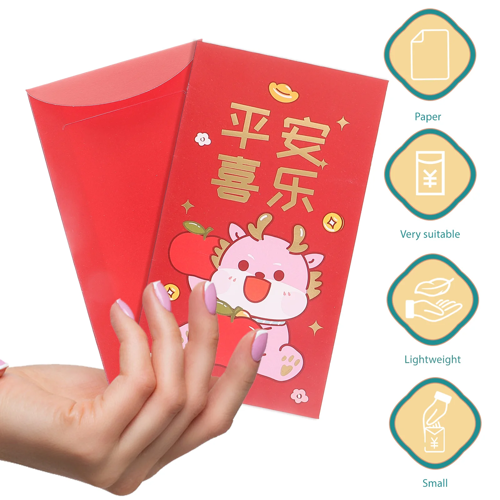 

6pcs New Year Envelope 2024 Dragon Pattern Festival Money Bag Cartoon Red Packet Chinese Zodiac Gift Spring Festival