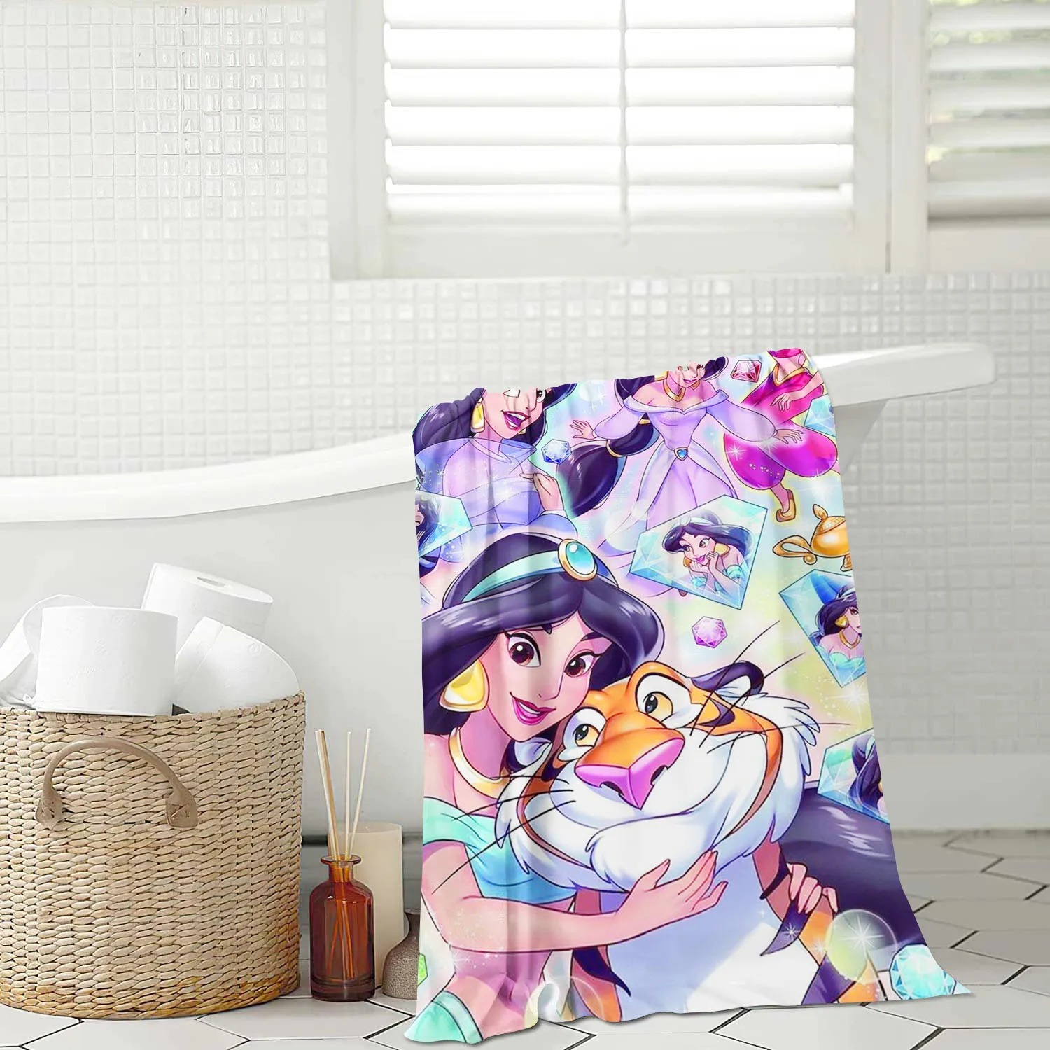 

Aladdin'S Magic Lamp Princess Jasmine Sauna Towels Bathroom Cotton Travel Shower Towel Quick Dry Hand Bath Items Microfiber