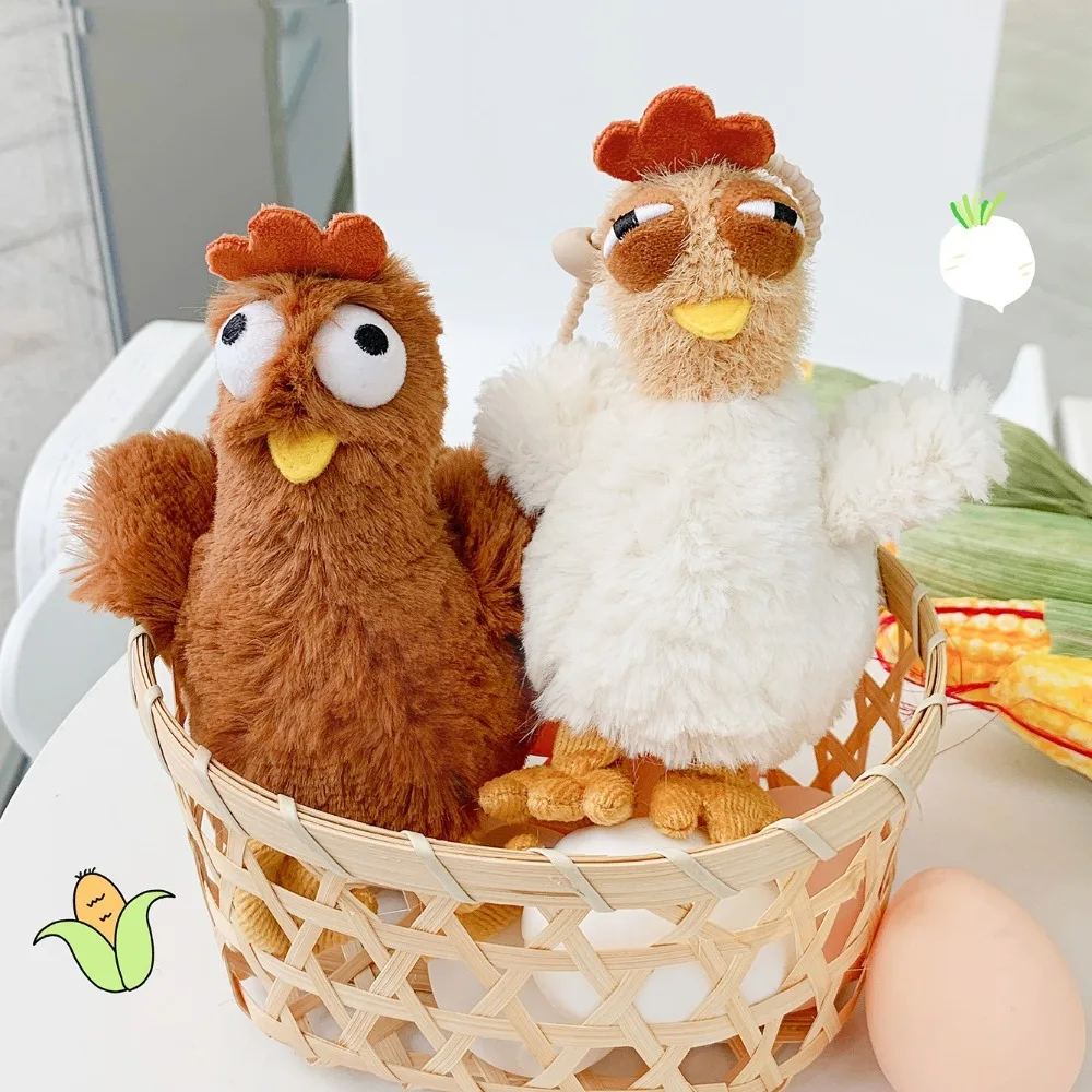 Bag Accessories Rubber Chicken Keychain Cartoon Hens Key Ring Simulation Metal Egg-laying Animal Key Holder Release Stress view 5