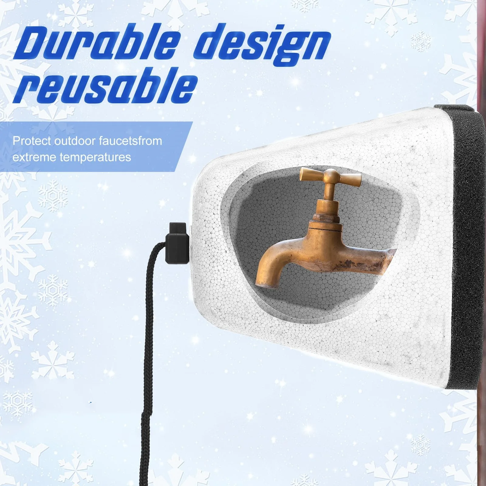 Faucet Cover Protector Insulating Self Sealing Reusable Spigot Cover for Winter Prevent Freeze