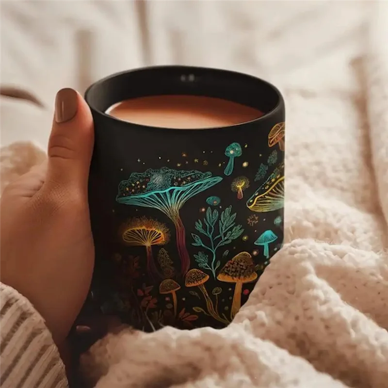ABBN-Mushroom Tea Mug 3D Magic Mushrooms Coffee Cups Color Changing Tea Milk Water Cup Birthday Gifts For Women Durable