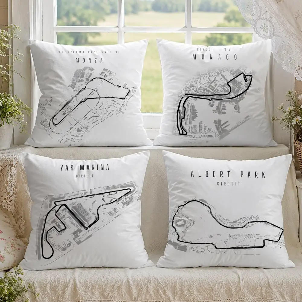 NURBURGRING Minimalist Race Track Cushion Cover 1/4PCS Linen Double-Sided Sofa Couch Bedroom Living Room Home Decor Pillow Case