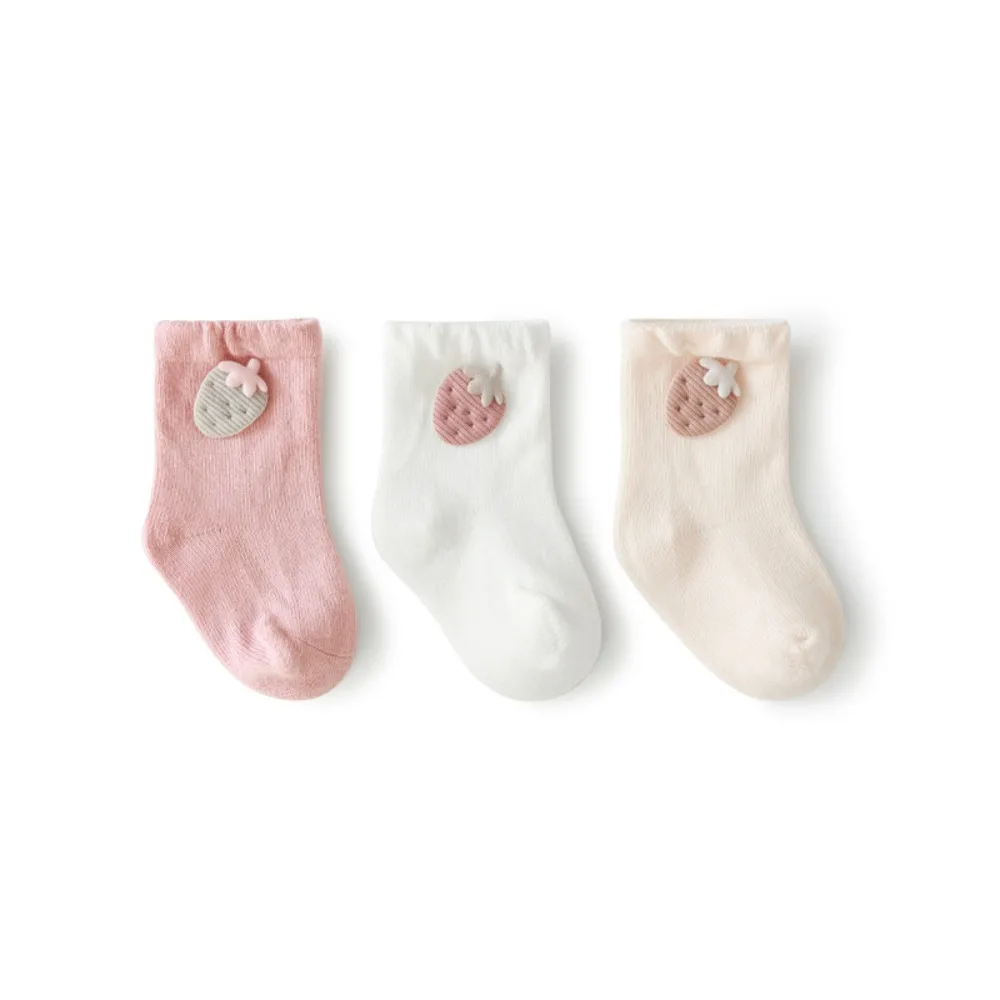 

3Pairs Rabbit Baby Cotton Socks Radish Breathable Toddle Short Tube Socks Autumn Spring Strawberry Newborn Cartoon Socks Autumn