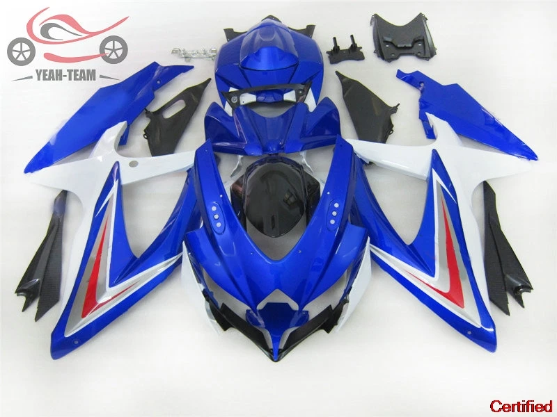 New fairing kit for Suzuki K8 GSXR600 2008 2009 2010 white blue black motorcycle Chinese farings set GSXR 750 08-10