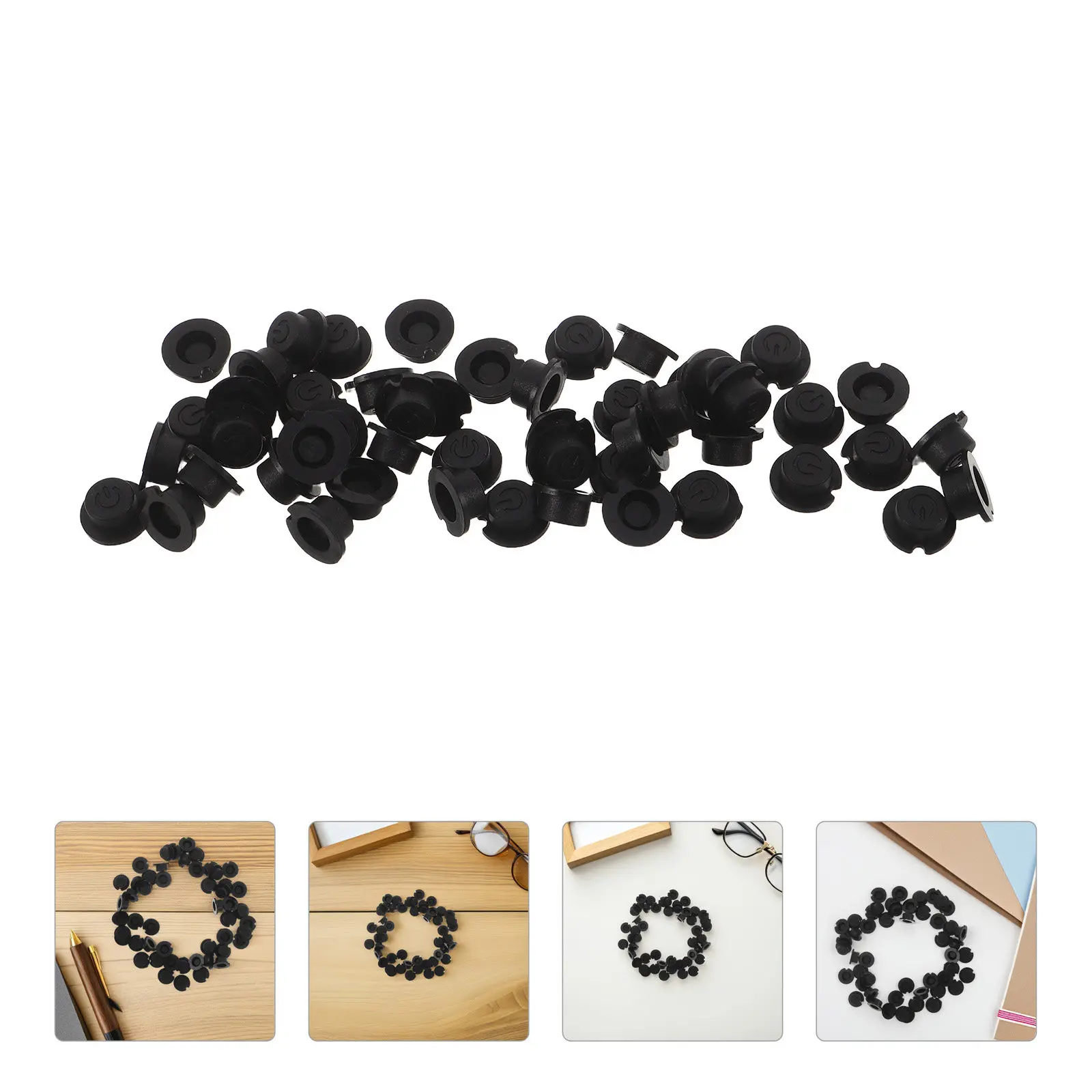 50Pcs Silicone Switch Button Caps Round Waterproof Dustproof Soft Keycap Set Black 0.55x0.28 Remote Control Replacement Tactile