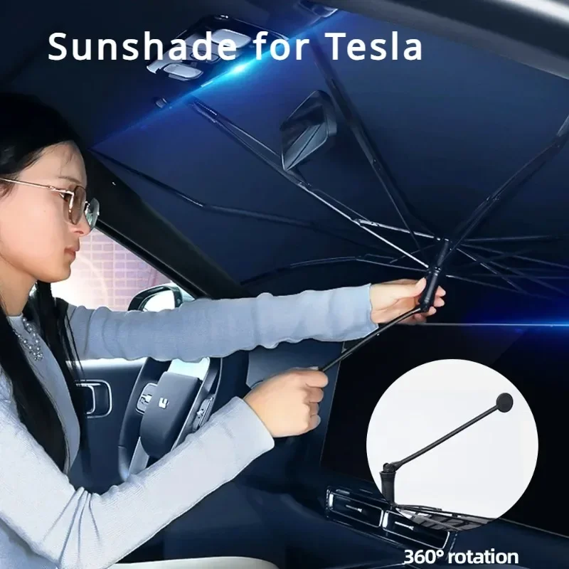 Stylish and beautiful car sunshade front window sunshade interior sunscreen heat insulating windshield Tesla