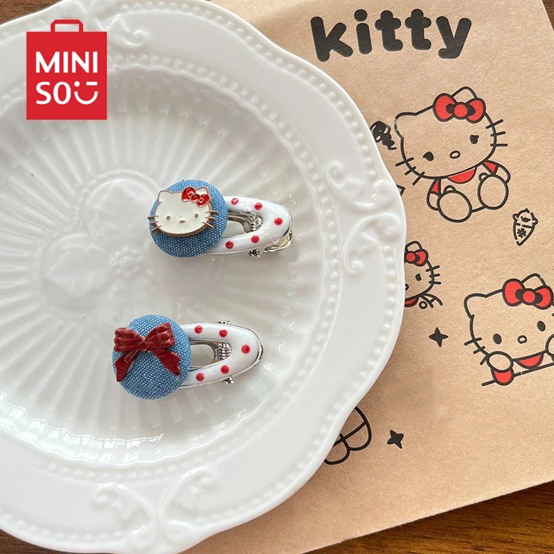 Miniso Hello Kitty Cute Cartoon Bow Hair Clip Duck Billed Sweet Girl Heart Hairpin Side Clip Versatile Hair Clip Fashion Lovely