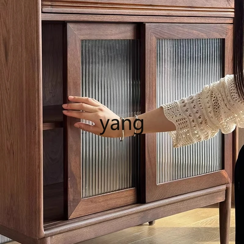 LTT black walnut dining side cabinet integrated storage cabinet against the wall solid wood living room home storage cabinet