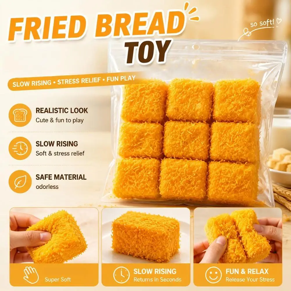 7.2cm Simulated Fried Bread Squishy Toy Slow Rebound Fidget Toy Stress Relief Squeeze Food Model Creative DIY Dollhouse Decora
