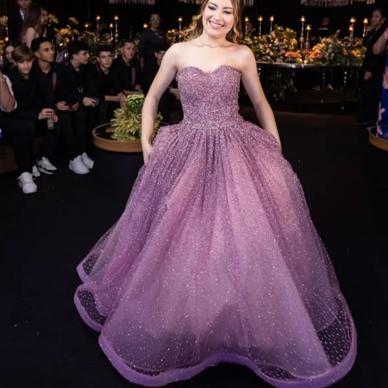 

Shiny Rose pink Off Shoulder Quinceanera Dress sequin applique layering vestidos de 15 Quinceanra ﻿Customized