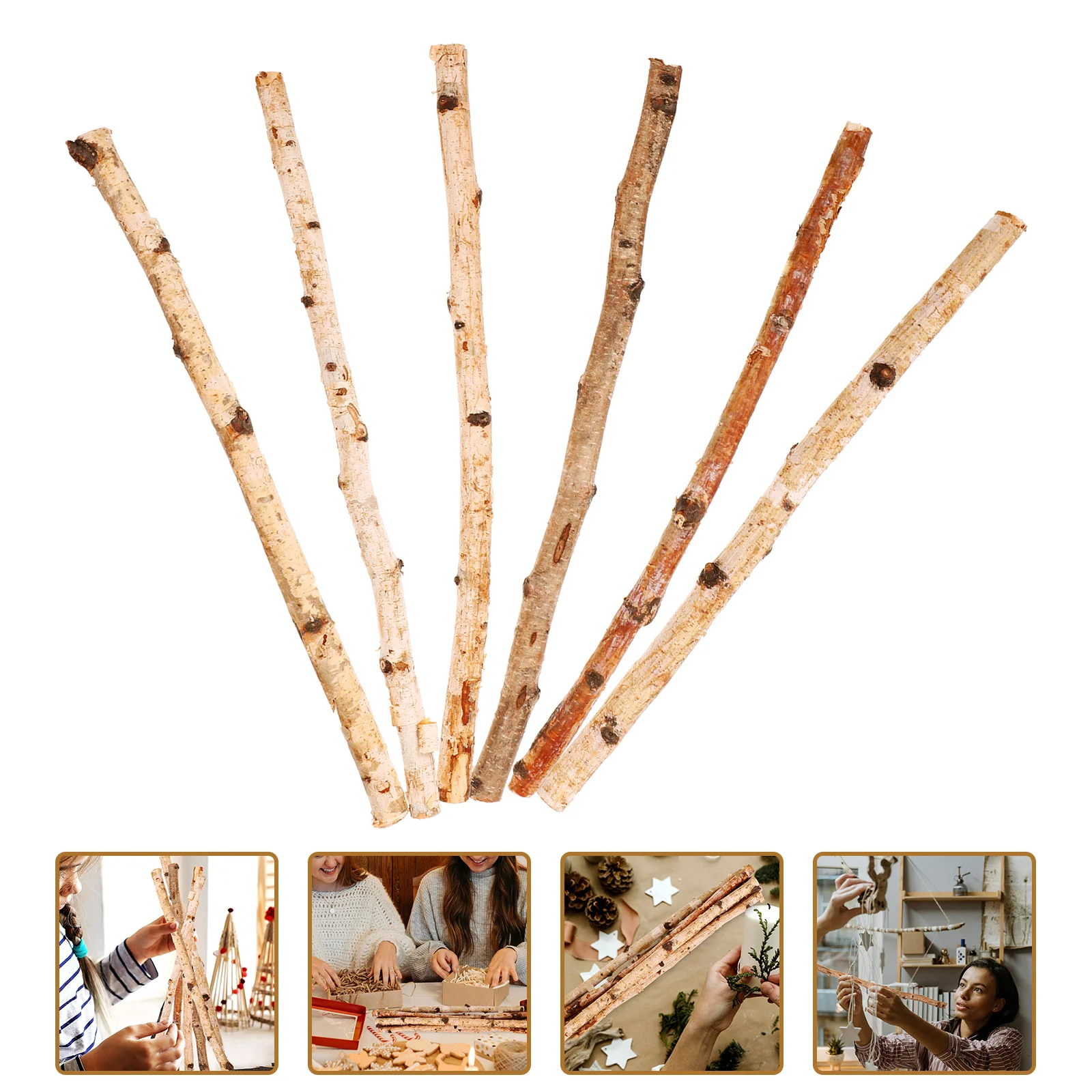 6 Pcs Bark Stick Branch Sticks DIY Wood Branches Ornament Bbq Decorations Fruit Decorative Fish Tank