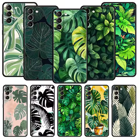 Leaves Monstera Green Phone Case For Samsung Galaxy S25 Edge S24 S23 S22 S20 Ultra S21 FE 5G S10 Plus Soft TPU Cover