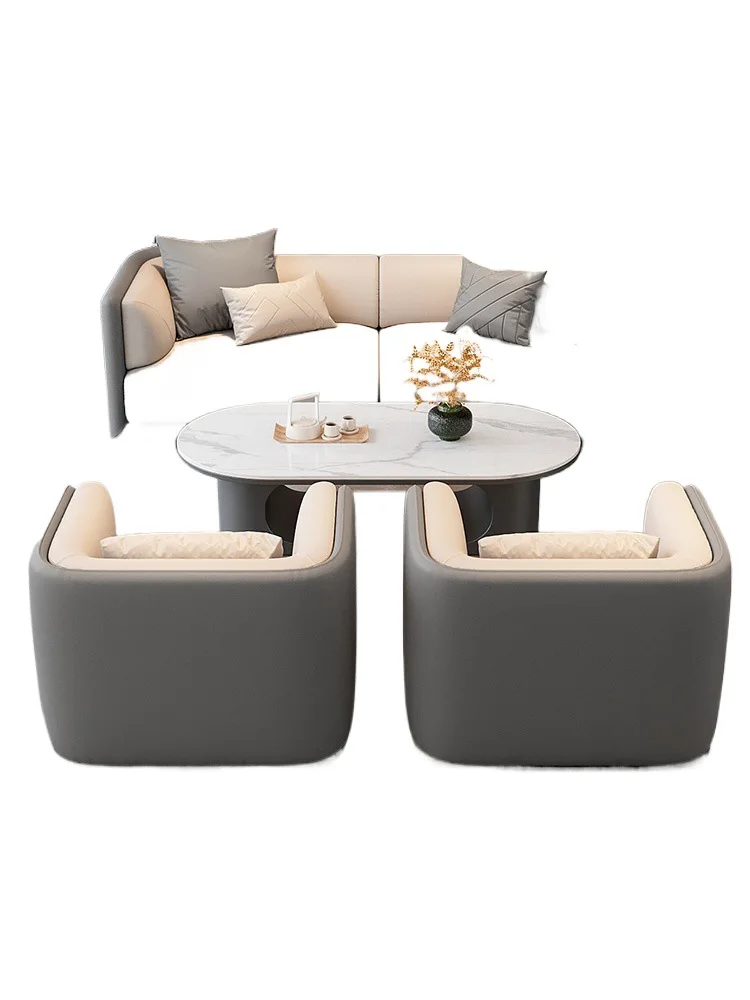 

Nordic, light luxury, leisure, hotel, lobby, reception, sofa, combination