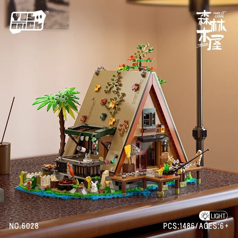Kreative Street View Klassische Kabine Haus Modell Bausteine Spielzeug Flussufer Angeln Stadt Familie Ziegel Spielzeug für Kinder Mädchen Geschenk