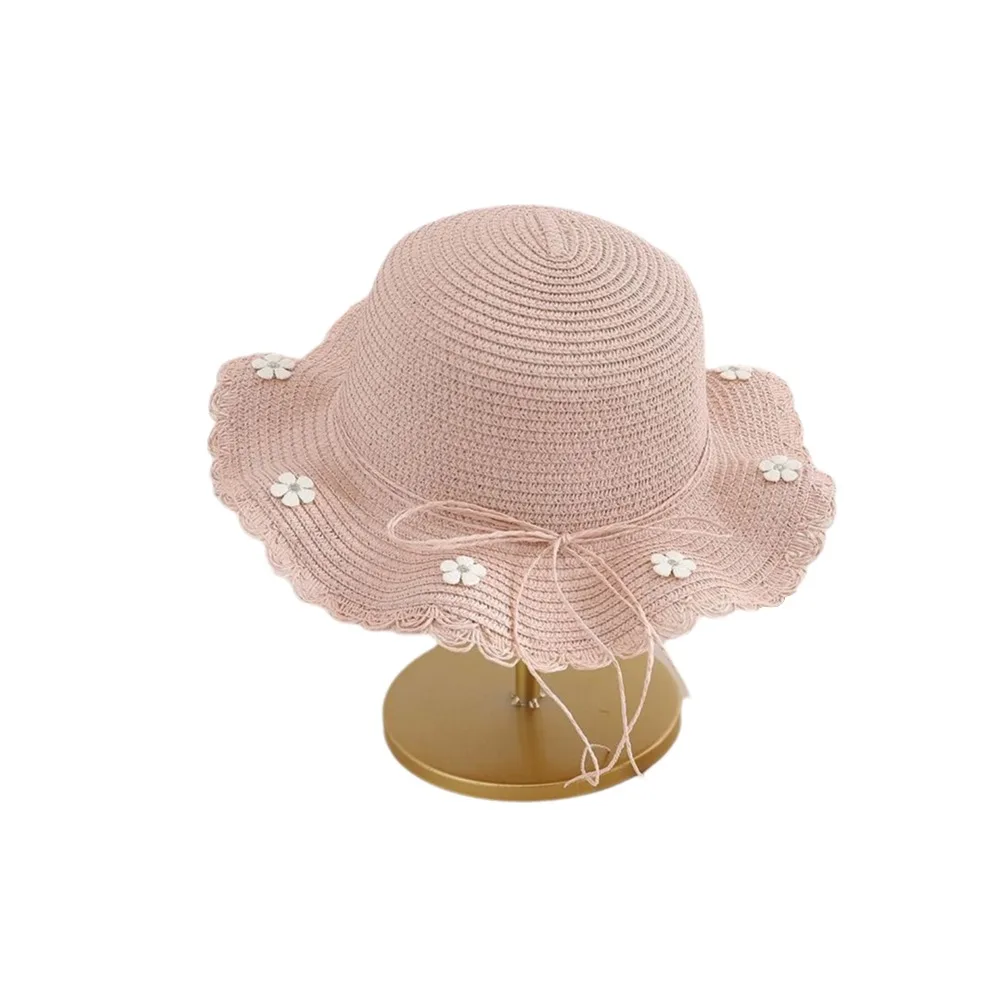 

Cute Flower Children Beach Hats Lace Sunshade Wide Brim Straw Hat Sun Protection Holiday Travel Beach Bags