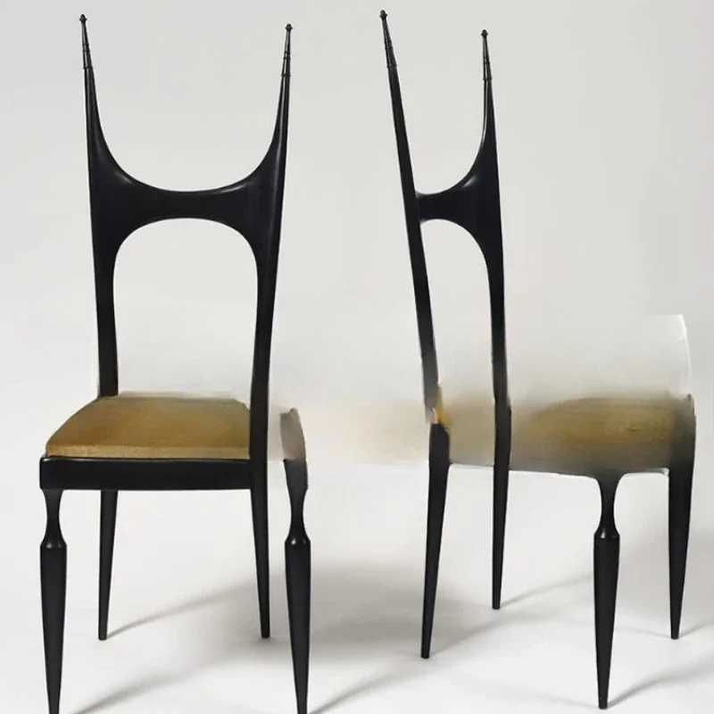 solid wood dining chair, modern simple soft bag, model room club high back chair, household special-shaped decorative chair