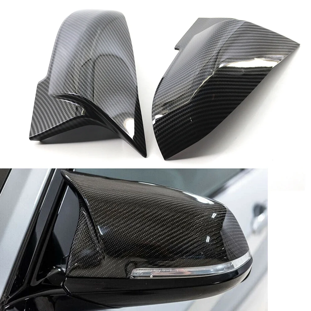 1 Pair Carbon Fiber Car Rearview Mirror Cover Caps For BMW 1 2 3 4 Series X1 M2 I3 I3S ABS Plastic