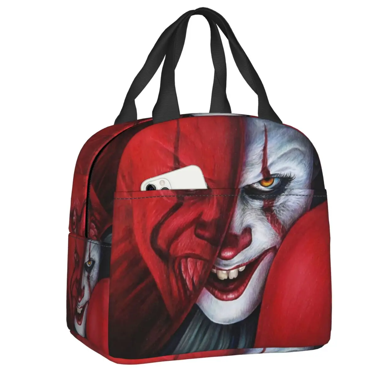 Halloween Evil Clown Lunch Bag Women Warm Cooler Insulated Horror Movie Killer Lunch Box for Student School Food Picnic Tote