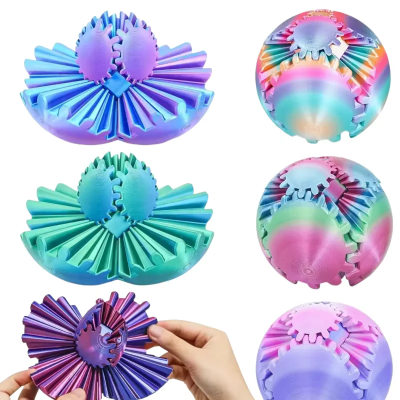 3D Printing Gears - 3D-geprinte transformeerbare tandwielbal fidget toy 6cm,