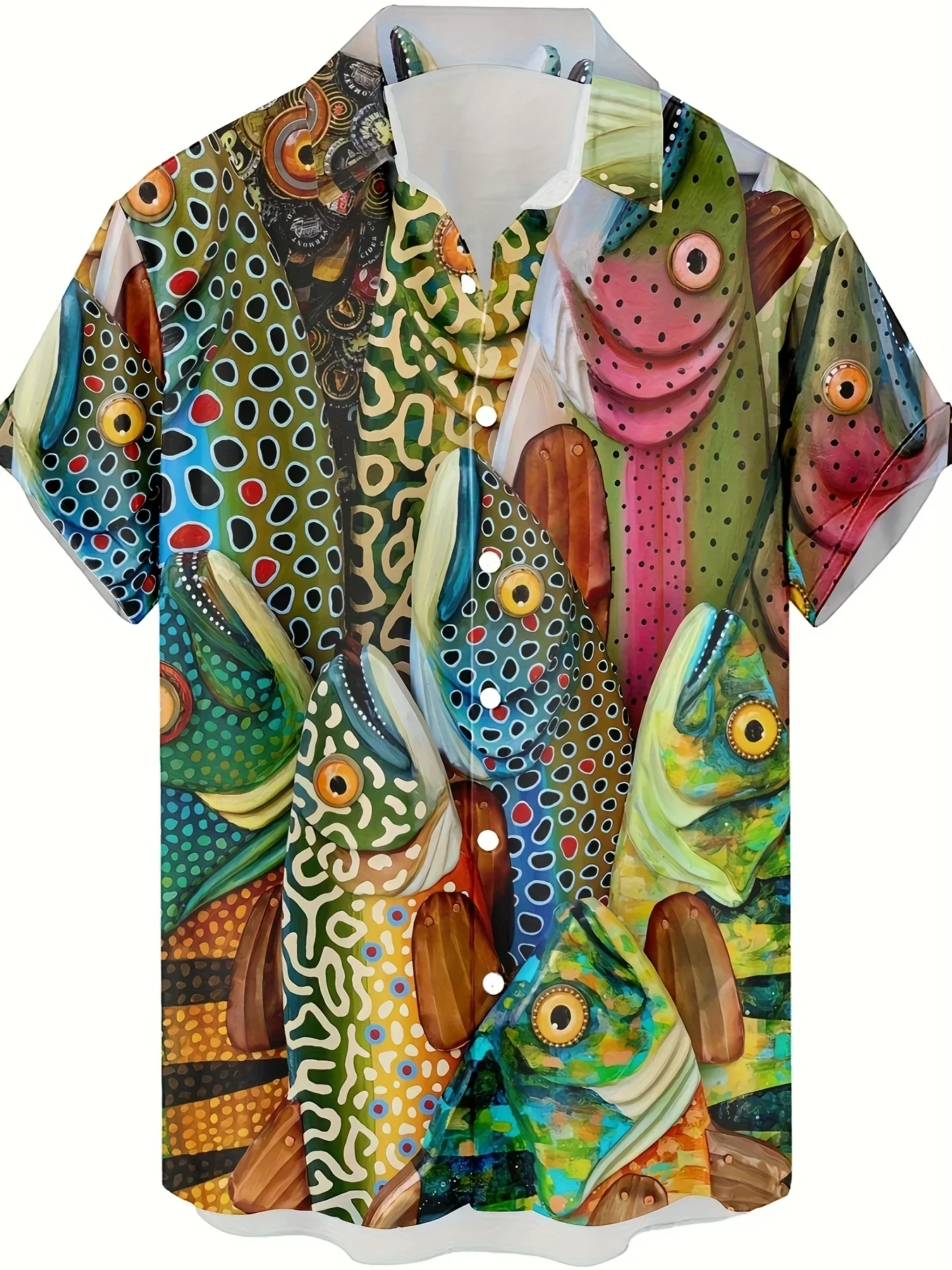 Multi Graphic Print Beach Shirts For Men Cartoon Duck Trout Retro Car Memphis Geometric Short Sleeve Loose Daily Tops