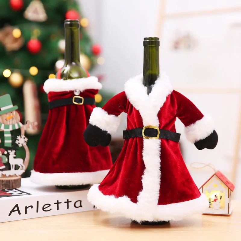 1pcs New Christmas Wine Bottle Cover Creative Home Party Table Decoration Supplies Elegant Dress Style Bottle Sleeve
