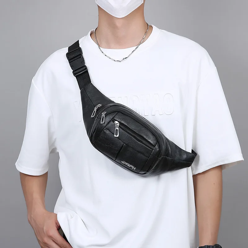 

2025 PU Leather Commuter Chest Bag for Men Minimalist Shoulder Crossbody Purse Fashionable Carryall