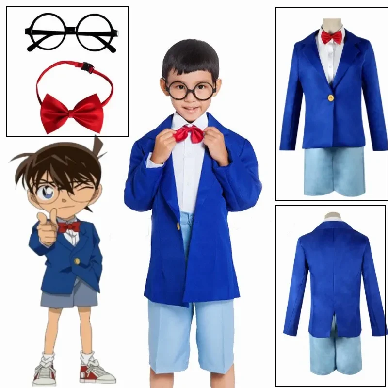 Detective Conan Costume for Men and Women, Edogawa Konan Kawaii School Uniform Set for Adults and Children