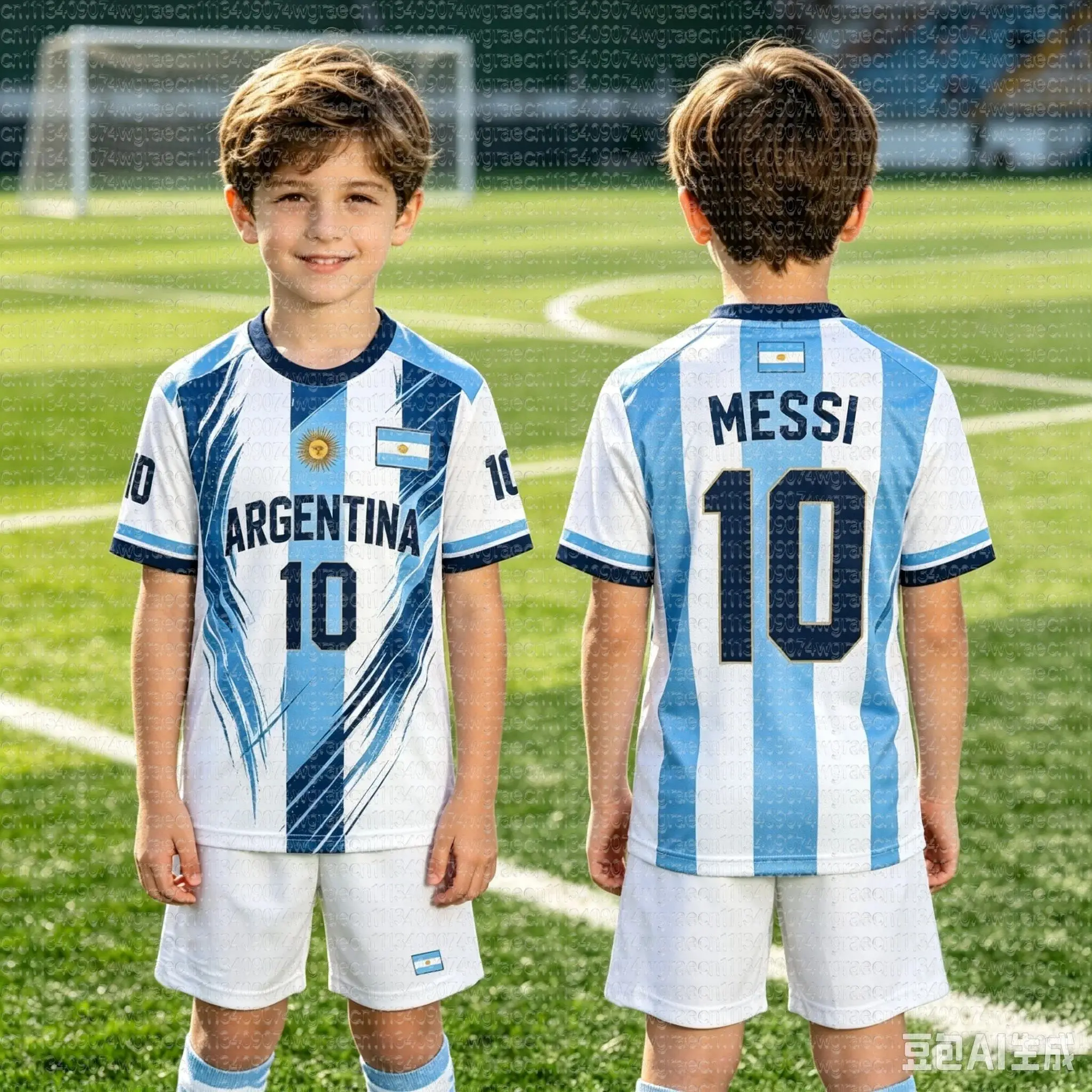 2026 Boys #10 Messi Football Jersey Tee Shorts Set Women Men Argentina Football Fans Shirt Shorts Set Kids Tracksuit 2 Piece Set
