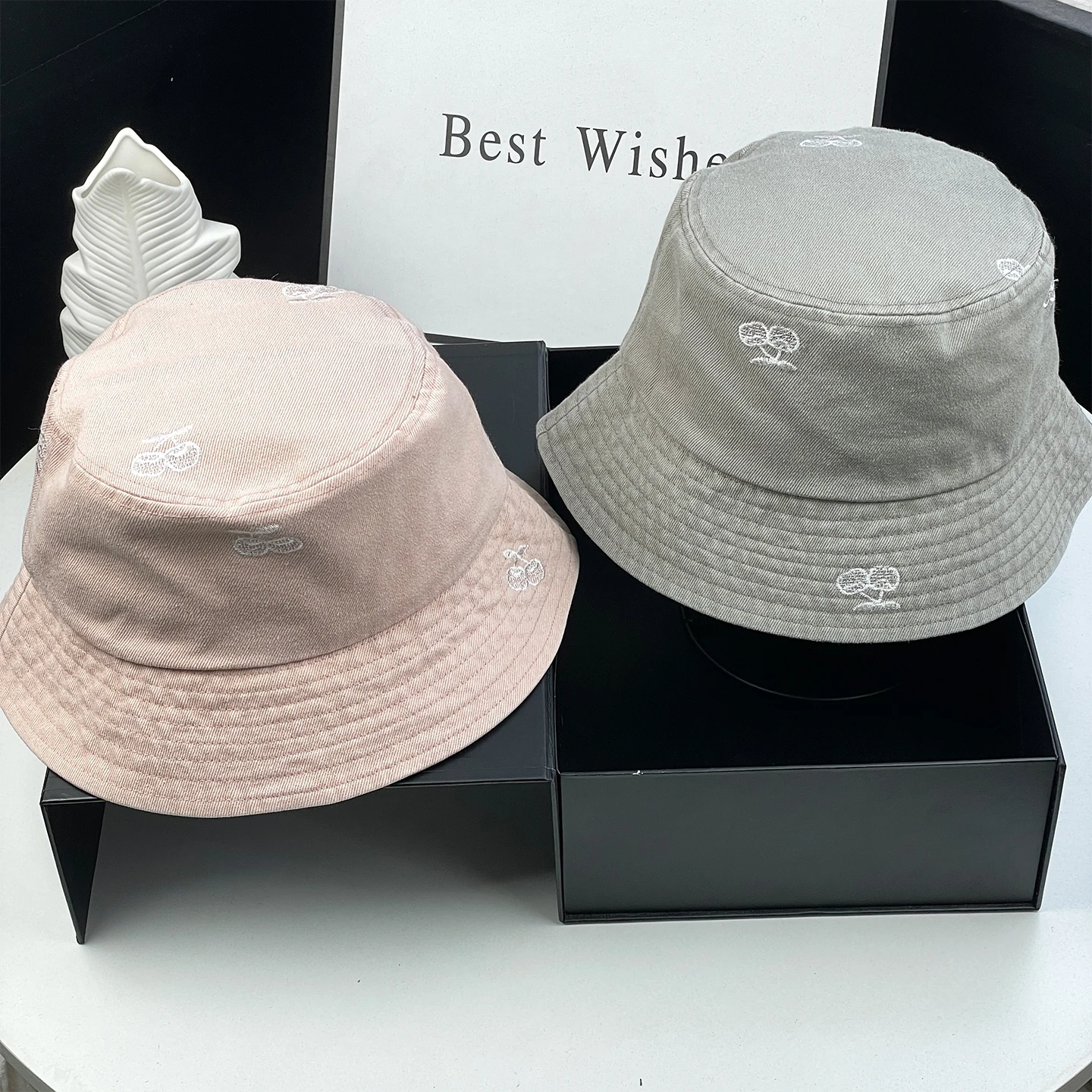 

New Season Simple Embroidered Fisherman Hat Unisex Spring Summer Versatile Face Slimming Sun Protection Breathable Cotton Buc...