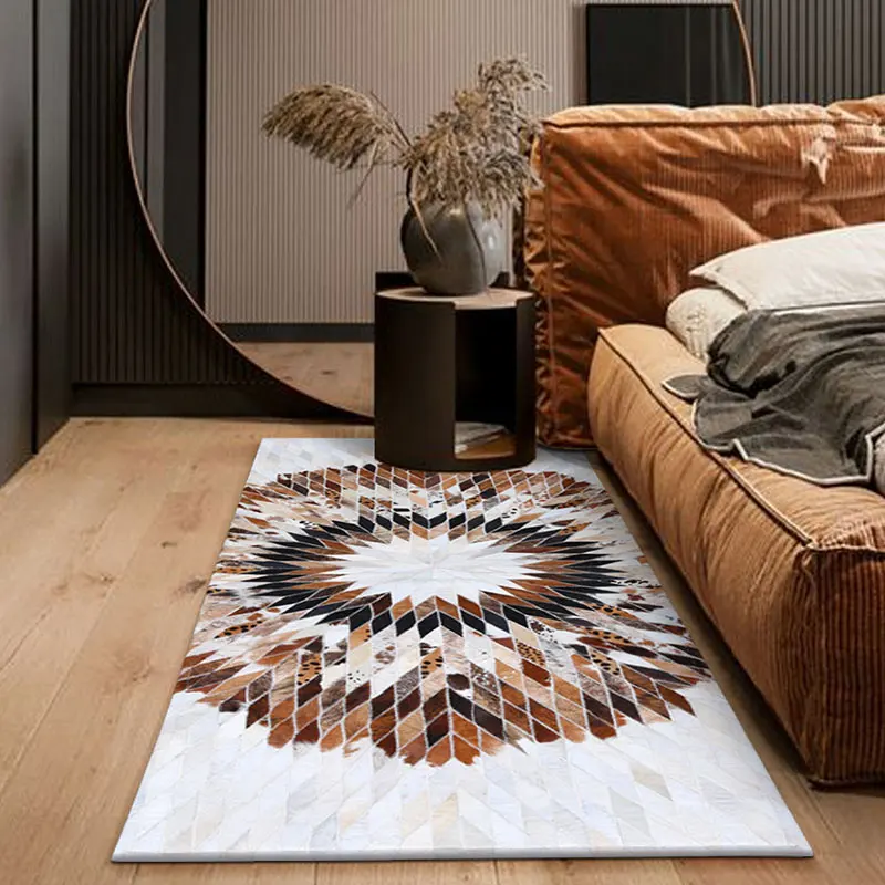 

Nordic Real Cowhide Bedroom Carpet Bedside Floor Mat Home Long Hallway Corridor Rug Floor Mat Customize Carpet Living Room