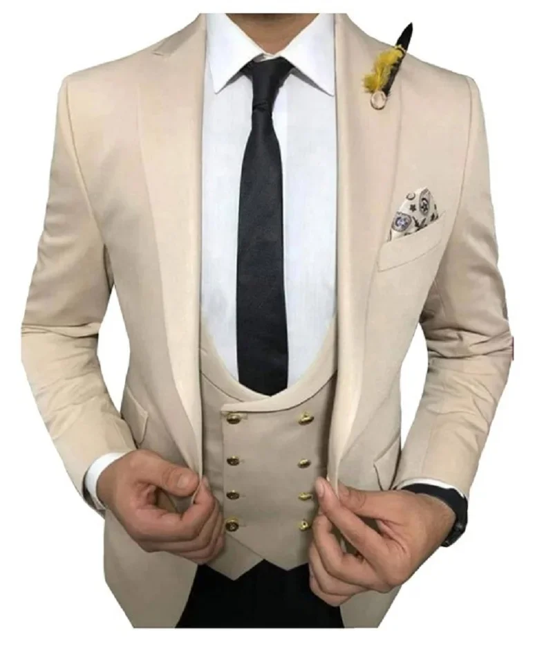 

Classic Colorful Men Suits 3 Pieces Slim Fit Business Suit Groom Tuxedos For Formal Wedding Suit(Jacket+Pants+Vest)