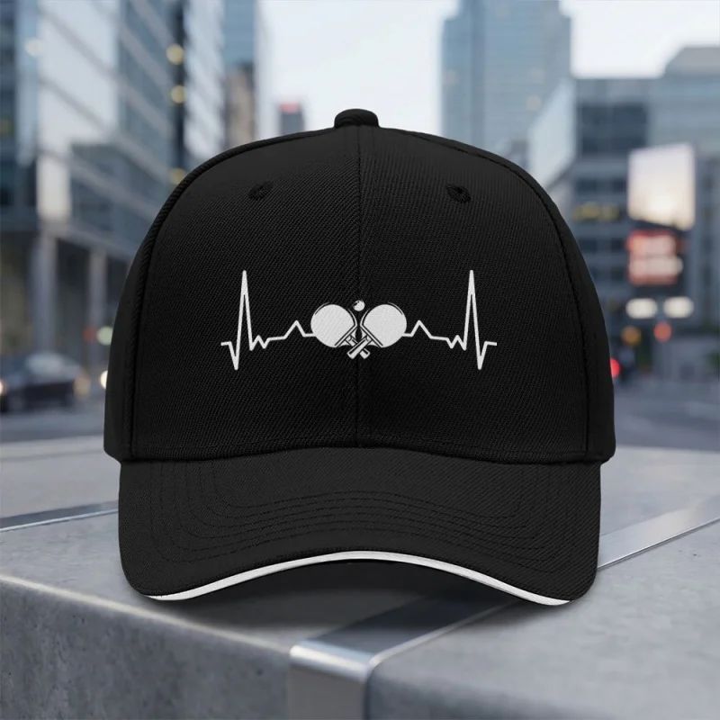 Heartbeat Table Tennis Adjustable Baseball Cap – Lightweight Breathable Unisex Cap for Daily Wear, Valentine’s Day Gift