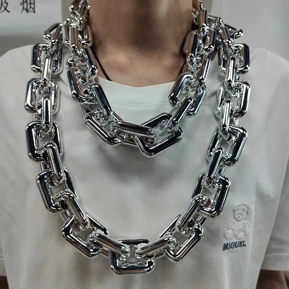 Fashion Punk Exaggerated Thick Chain Acrylic Gold Plated Necklace Men\'s Personalized Jewelry DIY Waist Chain Bag Chain Wholesale