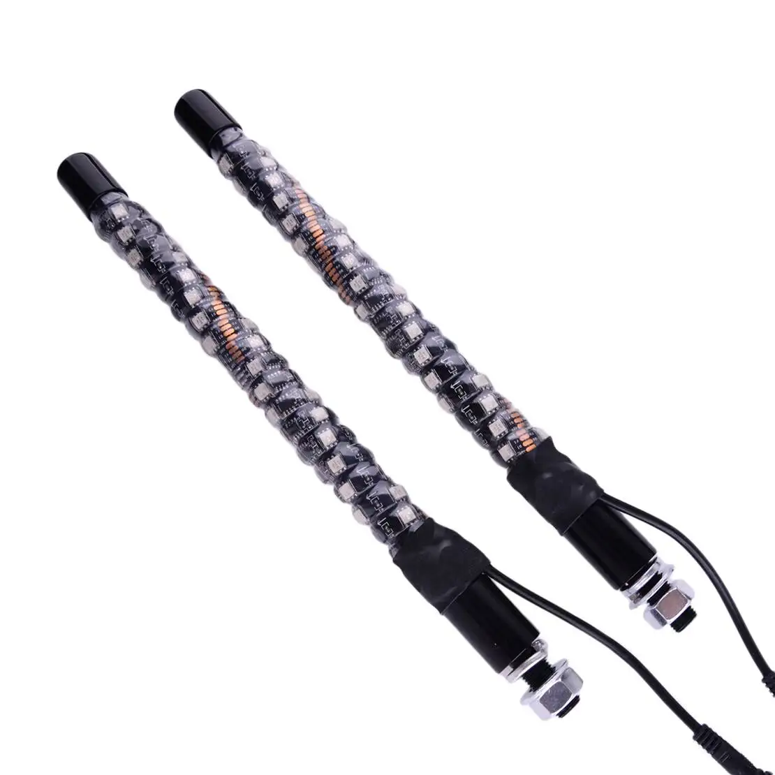 DWCX 2pcs 1FT RGB LED Spiral Whip Light Remote Control Flagpole Antenna Lamp For ATV Off-Road