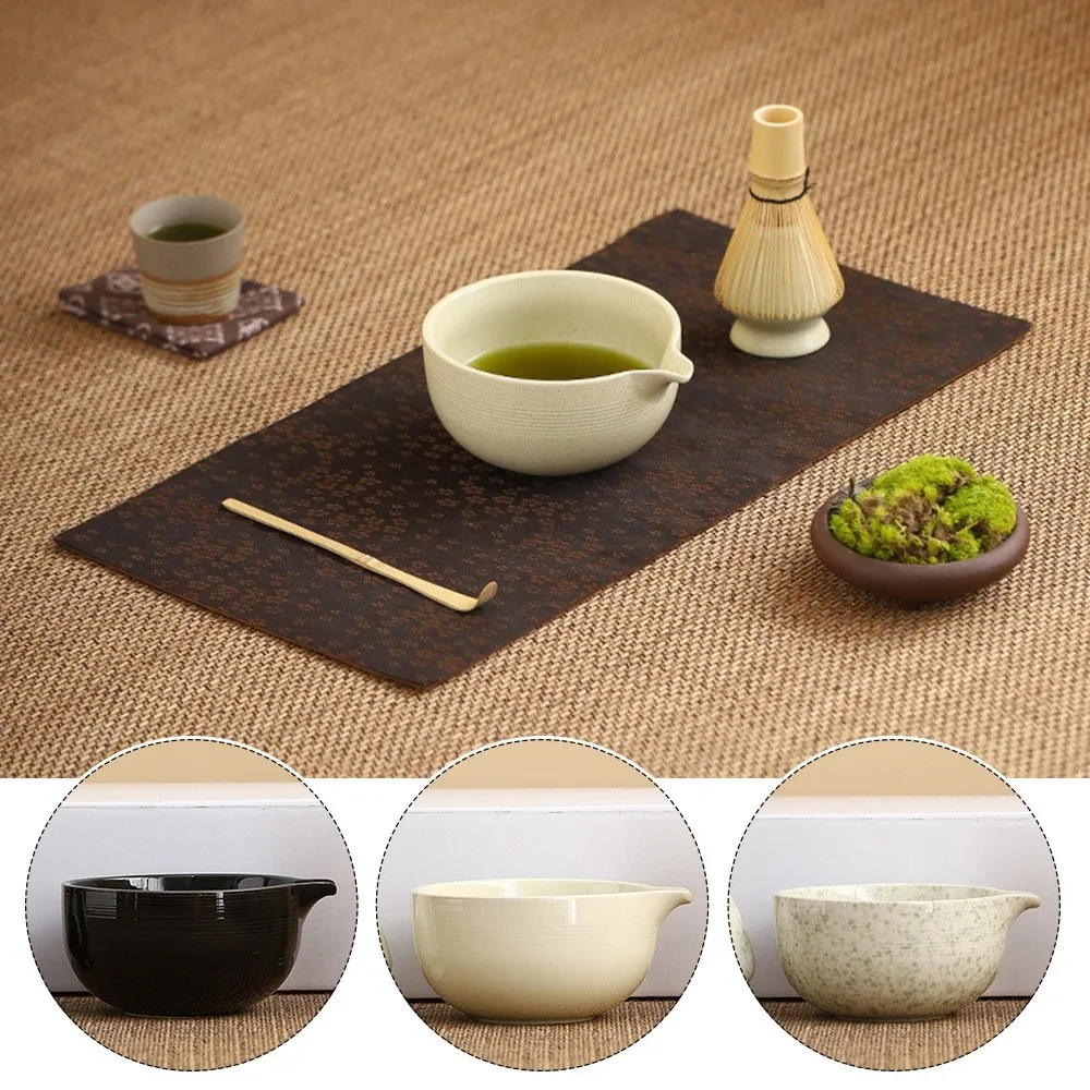 

4PCS Ceramic Bamboo Japanese Matcha Tea Set Matcha Bowl Reusable Matcha Whisk Set Matcha Whisk Holder Whisk Teaspoon Tea Sets