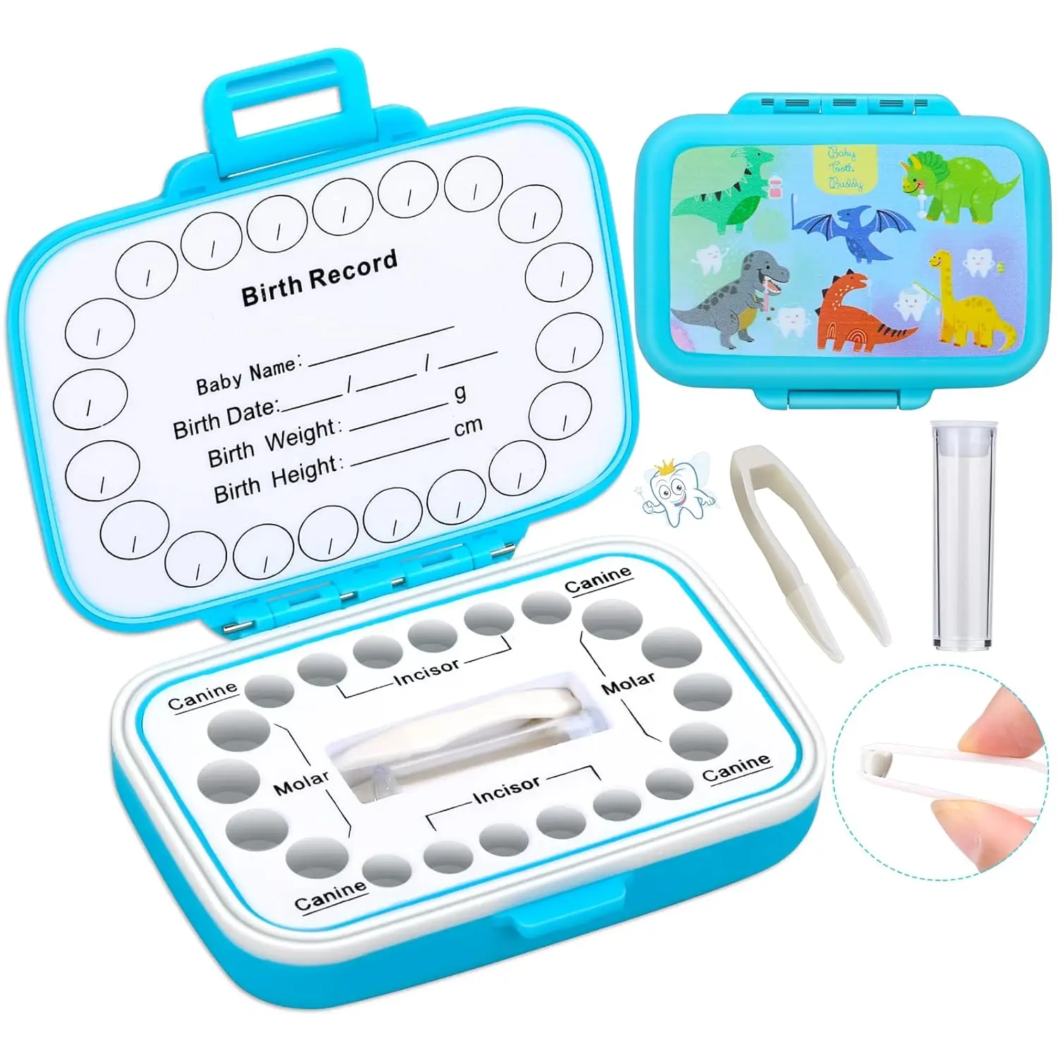 Baby Teeth Keepsake Box Tooth Fairy Box Kids Cartoon Tooth Storage Holder Organizer for Lost Teeth to Keep the Childhood Memory
