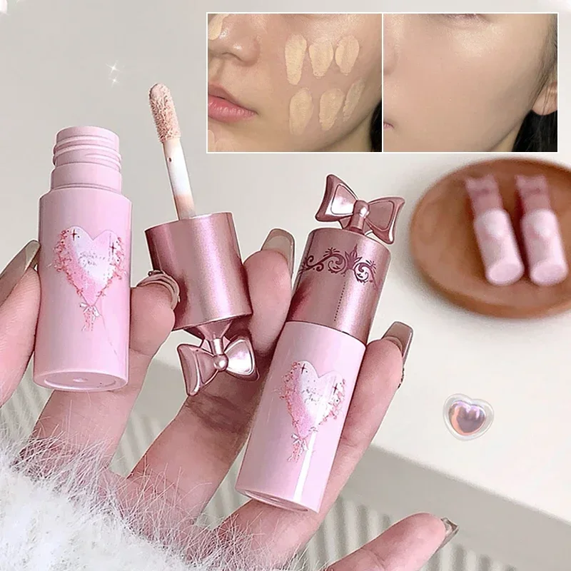 Pink Brightening Liquid Concealer Waterproof Oil Control Moisturizing Concealer Coverage Pores Dark Circles Foundation Cream